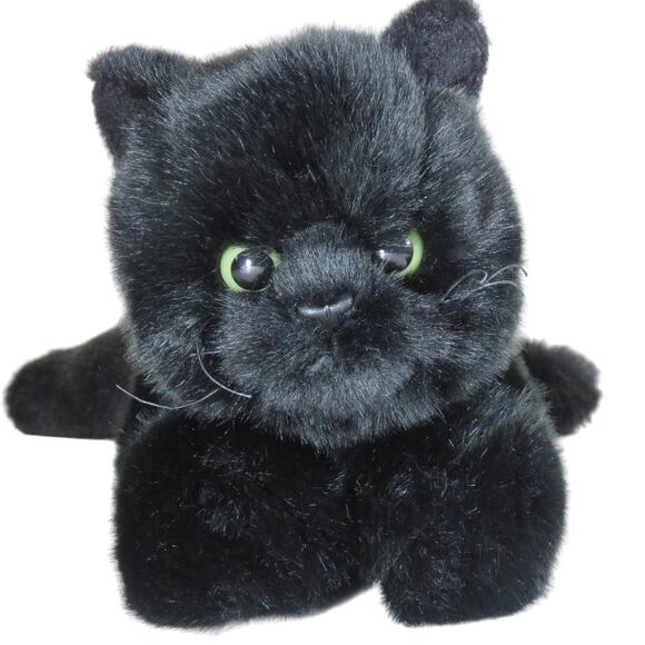 Bearington Black Cat Plush Stuffed Animal Green Eyes Toy, Collectible Realistic - Picture 4 of 16
